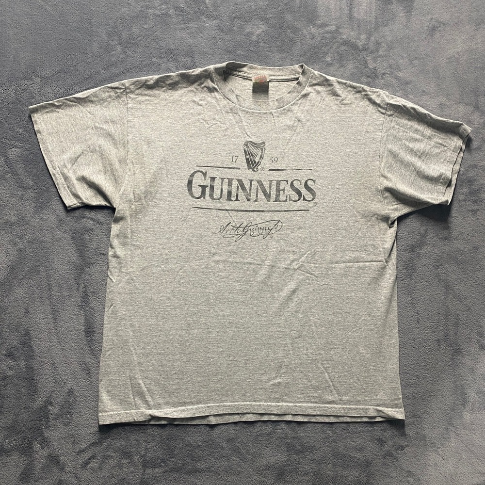 Guinness T-Shirt Mens XL Gray Fruit of the Loom Vintage Graphic Tee